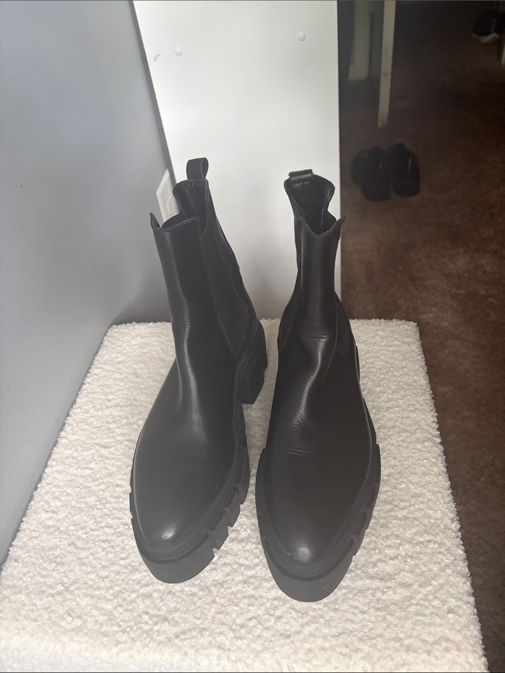 Mango Black Chunky Chelsea Lug Boots